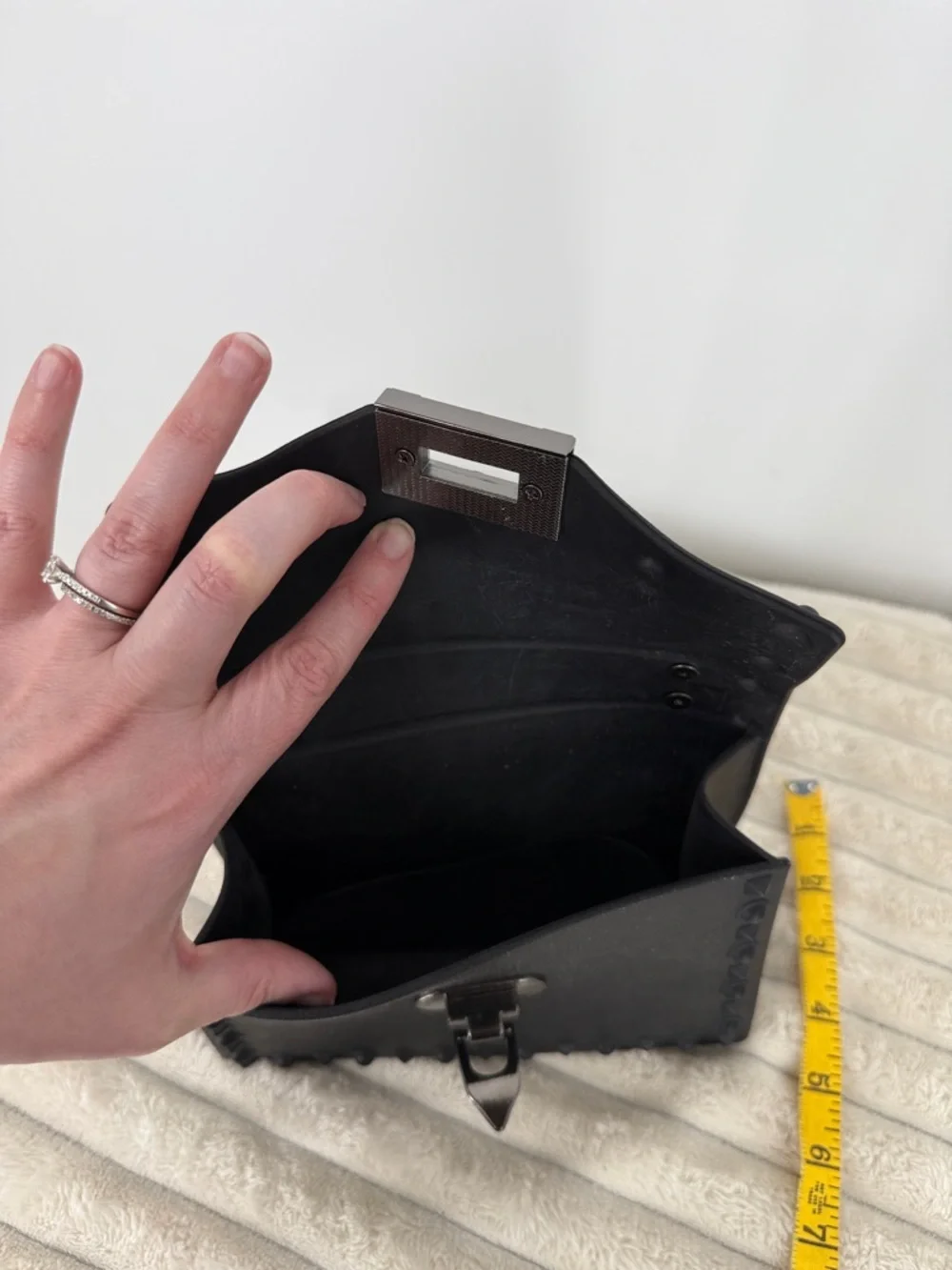 Goth Matte Black Studded Rubber Jelly Hand Bag/Purse Unique!